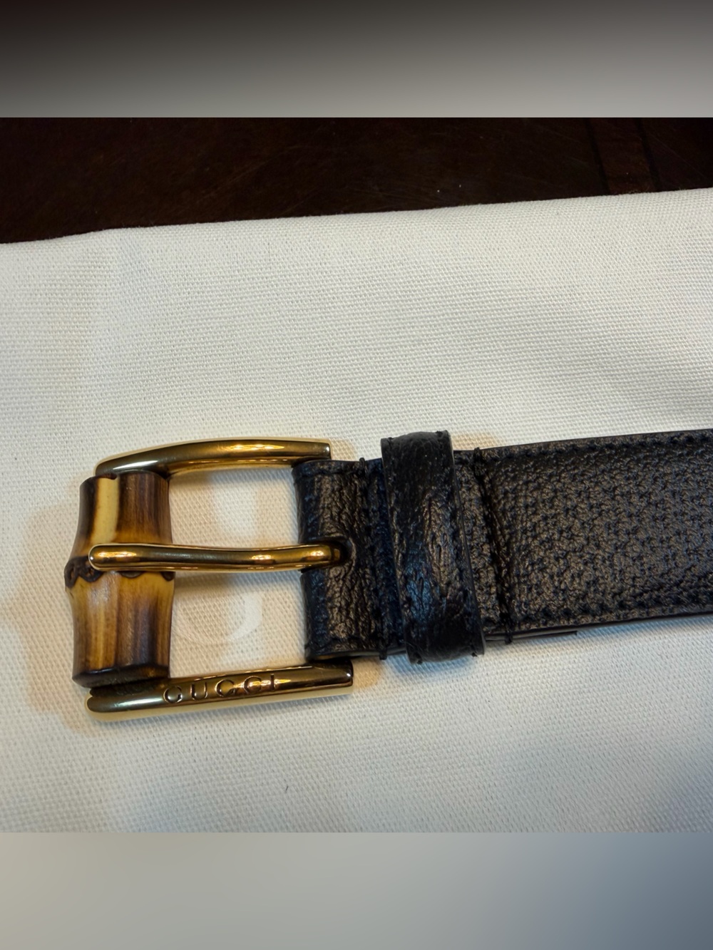 New Gucci Bamboo Logo Belt Size 48 / 120 cm Fits a Waist 44 - 48 - Picture 6 of 13